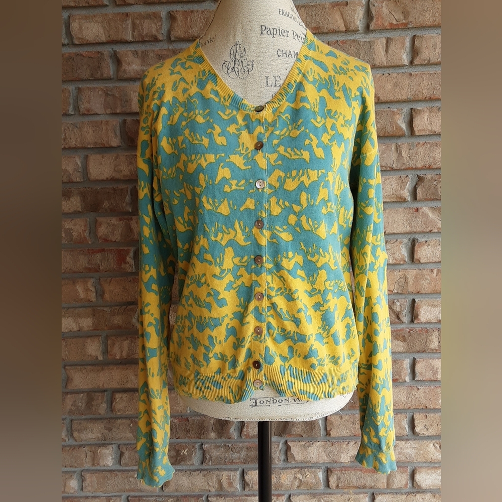 Sundance Free Spirit Horse Print Long Sleeve Button Front Cardigan Sweater - Picture 2 of 6